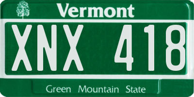 VT license plate XNX418