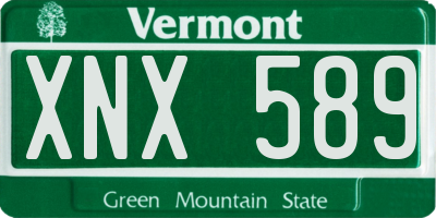 VT license plate XNX589