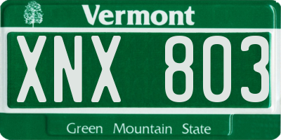 VT license plate XNX803