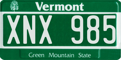 VT license plate XNX985