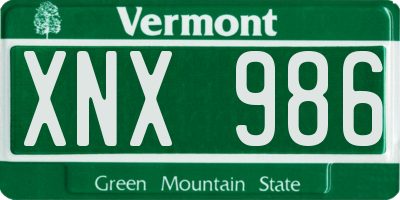 VT license plate XNX986