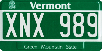 VT license plate XNX989