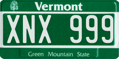VT license plate XNX999