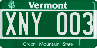 VT license plate XNY003