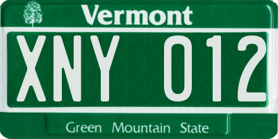 VT license plate XNY012