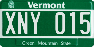 VT license plate XNY015
