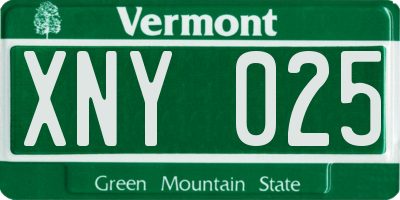 VT license plate XNY025