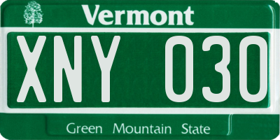VT license plate XNY030