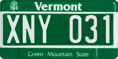 VT license plate XNY031