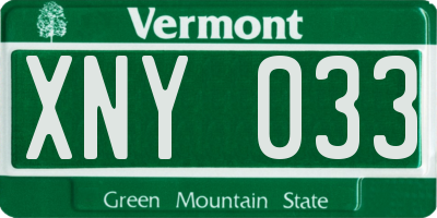 VT license plate XNY033