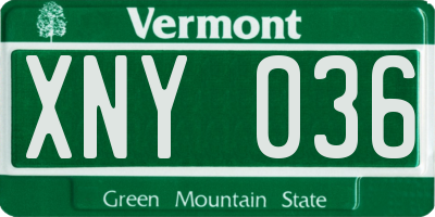 VT license plate XNY036