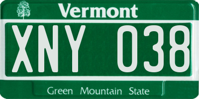 VT license plate XNY038