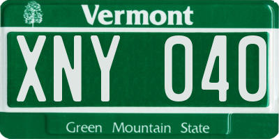 VT license plate XNY040