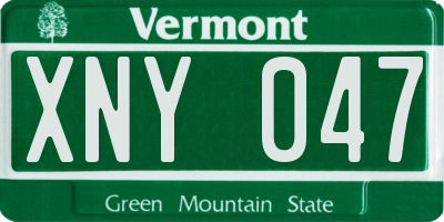 VT license plate XNY047