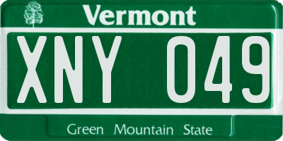 VT license plate XNY049