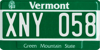 VT license plate XNY058