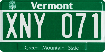VT license plate XNY071