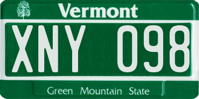 VT license plate XNY098