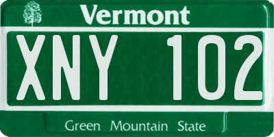 VT license plate XNY102