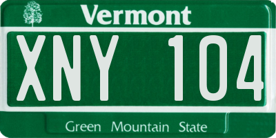 VT license plate XNY104