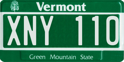 VT license plate XNY110