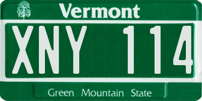 VT license plate XNY114