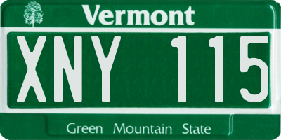 VT license plate XNY115
