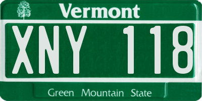 VT license plate XNY118