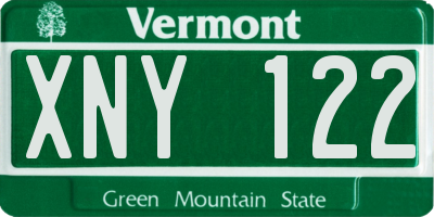VT license plate XNY122