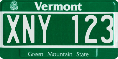 VT license plate XNY123