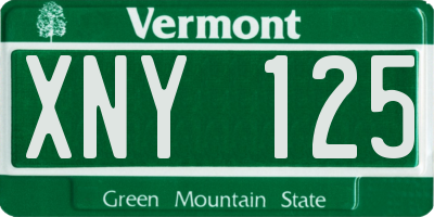 VT license plate XNY125