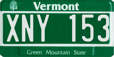 VT license plate XNY153