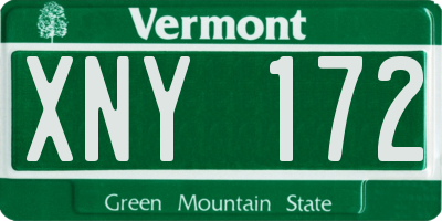 VT license plate XNY172