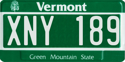 VT license plate XNY189