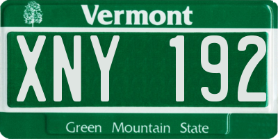 VT license plate XNY192