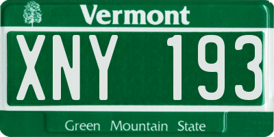 VT license plate XNY193