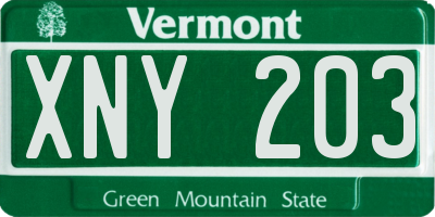 VT license plate XNY203