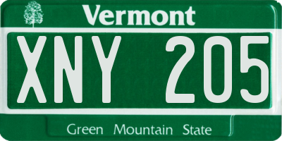 VT license plate XNY205