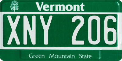 VT license plate XNY206