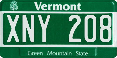 VT license plate XNY208