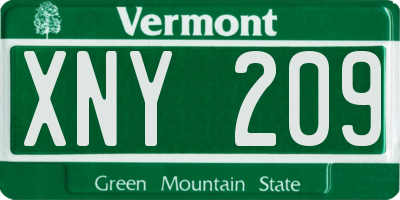 VT license plate XNY209