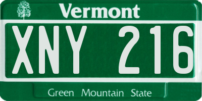 VT license plate XNY216