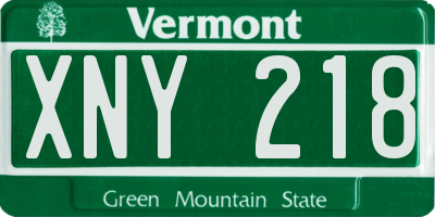 VT license plate XNY218