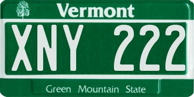 VT license plate XNY222