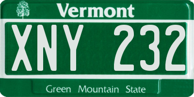 VT license plate XNY232