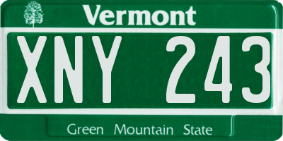 VT license plate XNY243