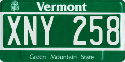 VT license plate XNY258