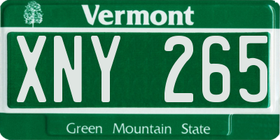 VT license plate XNY265