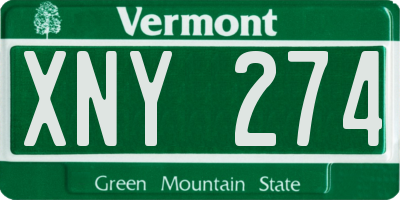 VT license plate XNY274