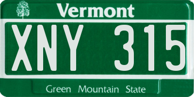 VT license plate XNY315